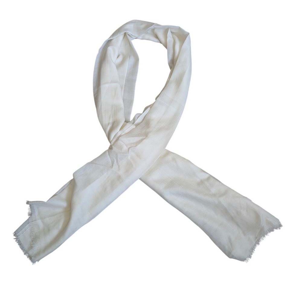 Vince Women Cream 100% Cashmere Lightweight Eyelash Fringe Scarf Wrap O/S